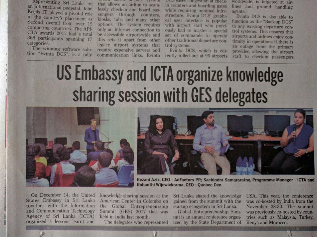 Rohanthi speaks at the US Embassy held event on entrepreneurship